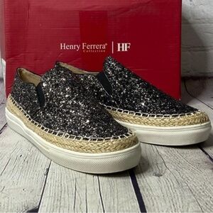Henry Ferrera Sparkling Black Slip-On Shoes